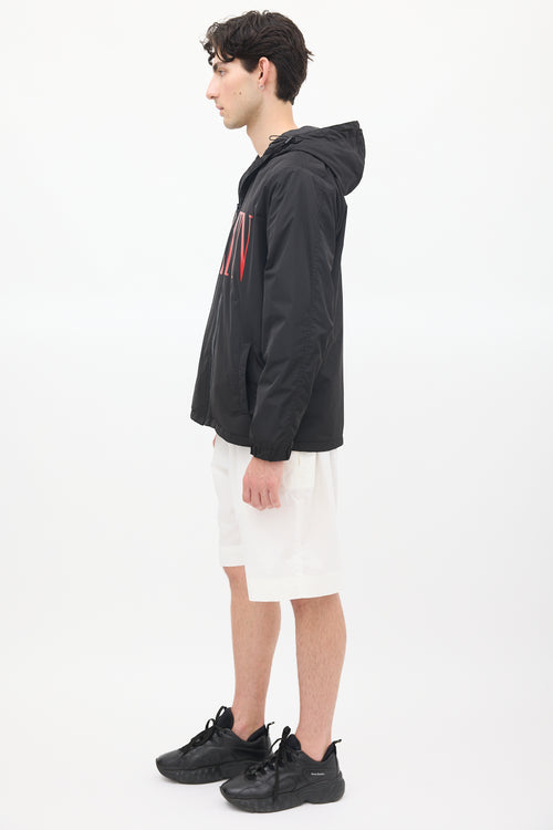 Valentino Black 
Red VLTN Logo Windbreaker Jacket