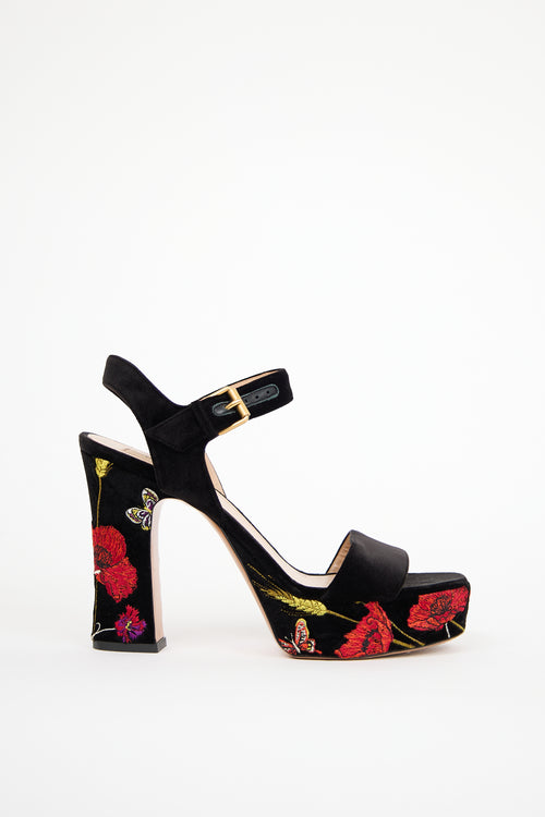 Valentino Black 
Red Velvet Poppy Heeled Sandal