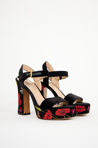 Valentino Black 
Red Velvet Poppy Heeled Sandal