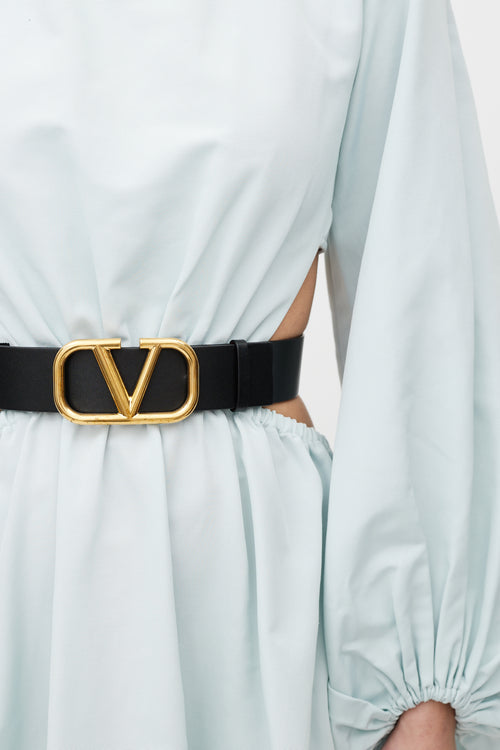 Valentino Black 
Gold Reversible VLogo Belt