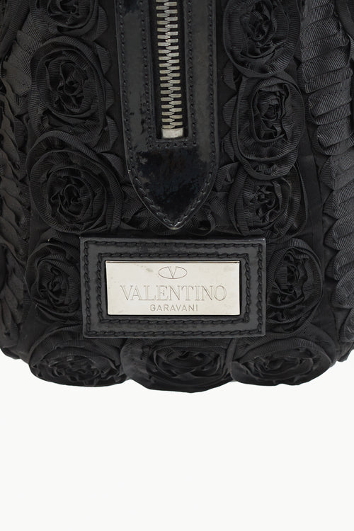 Valentino Black Rose Appliqué Shoulder Bag