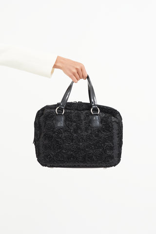 Valentino Black Rose Appliqué Shoulder Bag