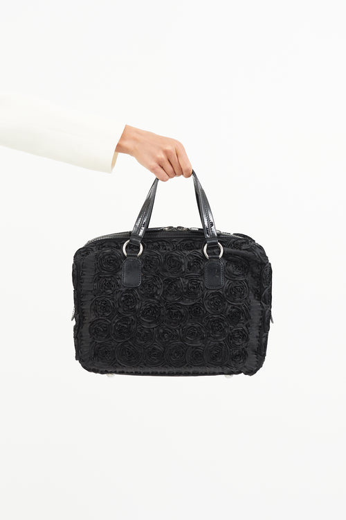 Valentino Black Rose Appliqué Shoulder Bag