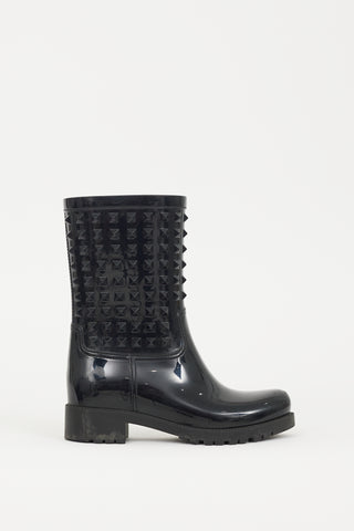 Valentino Black Rubber Garavani Rockstud Rain Boot