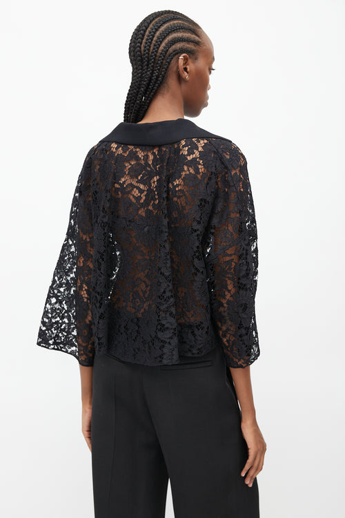 Valentino Black Sheer Lace Oversized Blouse