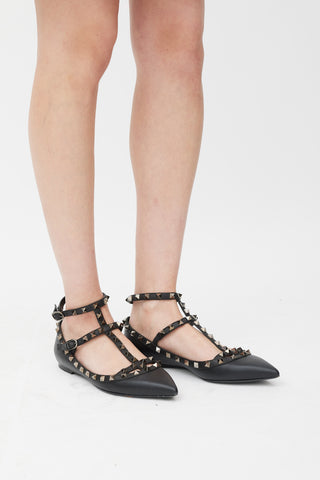 Valentino Black 
Silver Rockstud Caged Ballet Flat