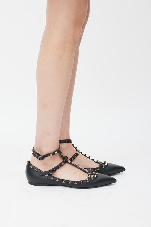 Valentino Black 
Silver Rockstud Caged Ballet Flat