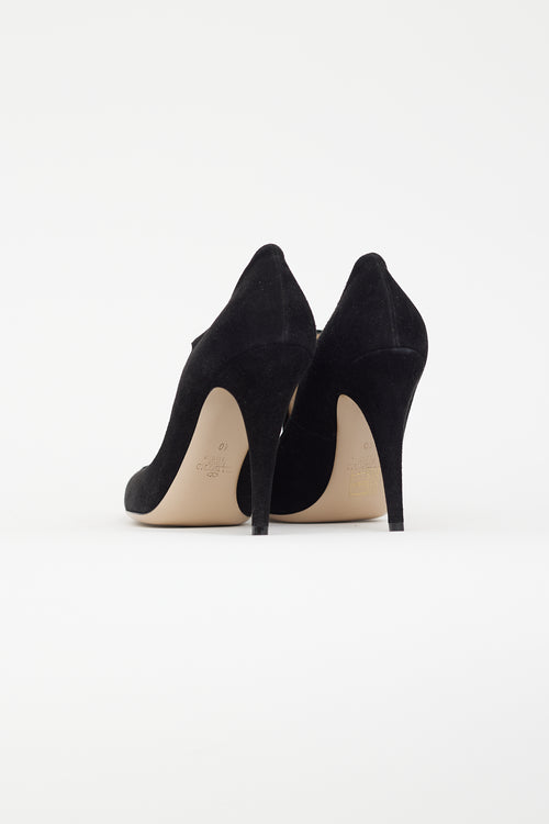 Valentino Black Suede Embellished Mary Jane Pump