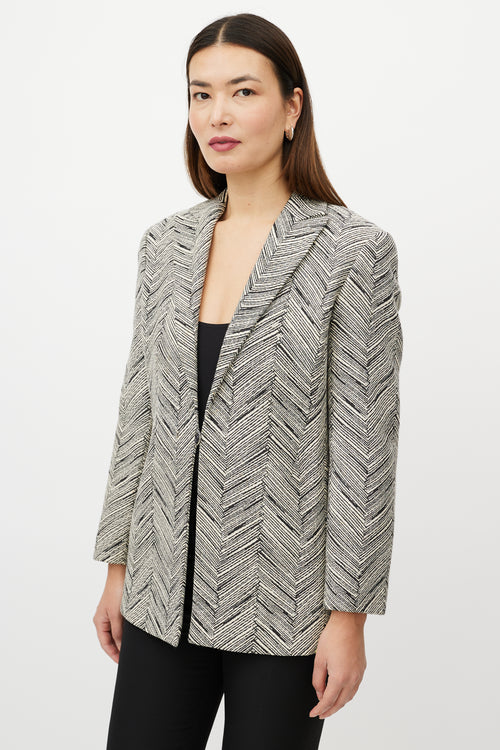 Valentino Black 
White Chevron Striped Blazer