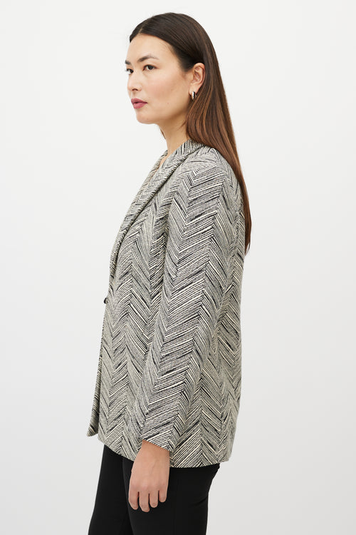 Valentino Black 
White Chevron Striped Blazer