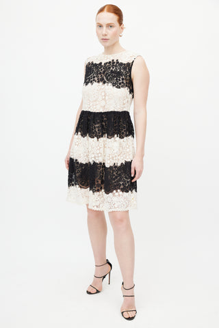 Valentino Black 
White Lace Guipure Dress