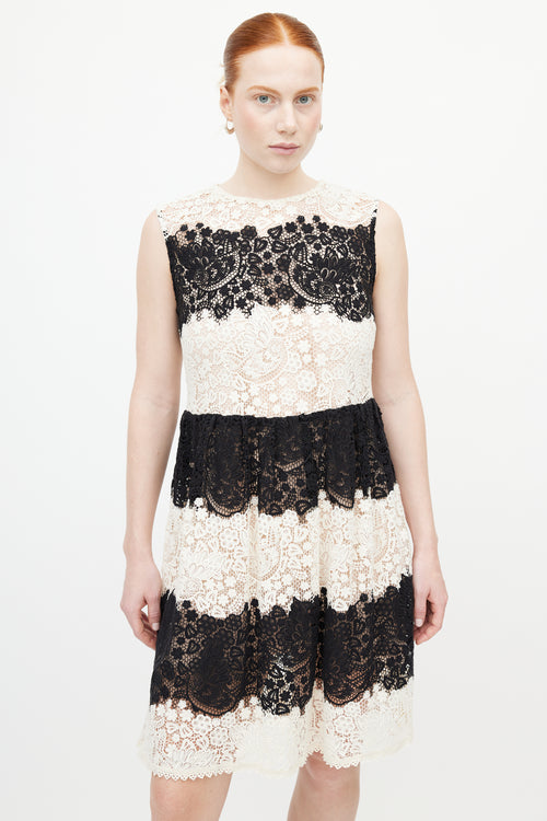 Valentino Black 
White Lace Guipure Dress