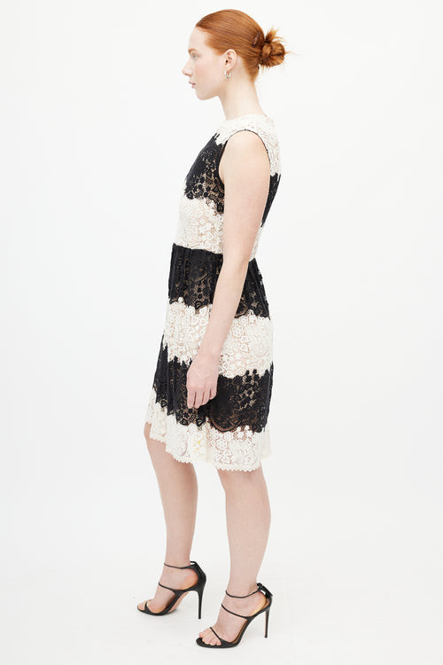 Valentino Black 
White Lace Guipure Dress