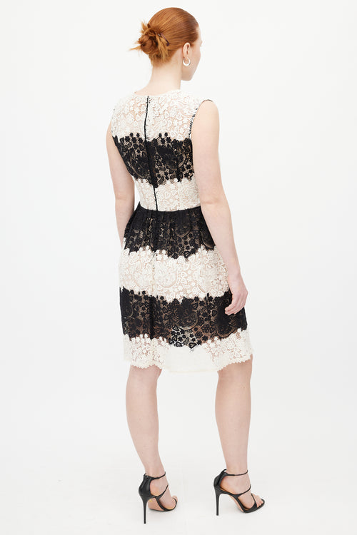 Valentino Black 
White Lace Guipure Dress