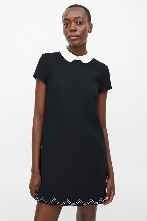 Valentino Black 
White Round Collar Dress