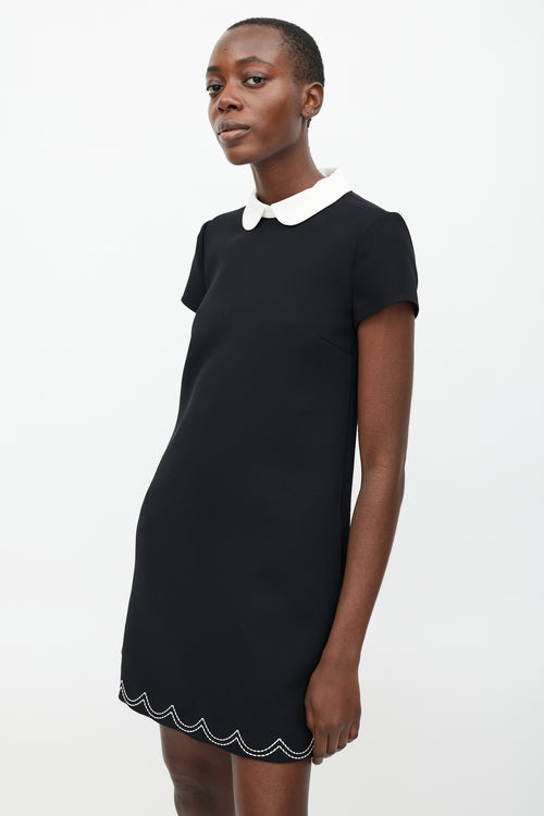 Valentino Black 
White Round Collar Dress