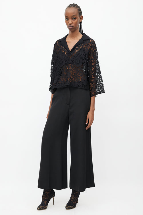 Valentino Black Wide Leg Trouser