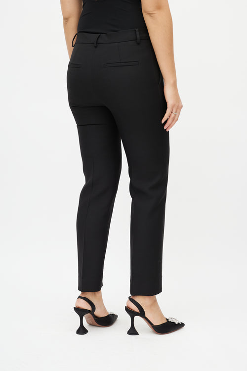 Valentino Black Wool Straight Leg Pleated Trousers