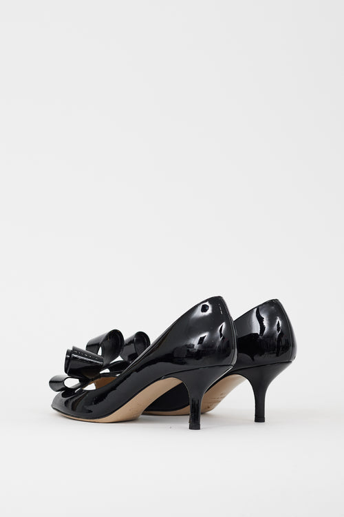 Valentino Black Patent Leather Bow Pump