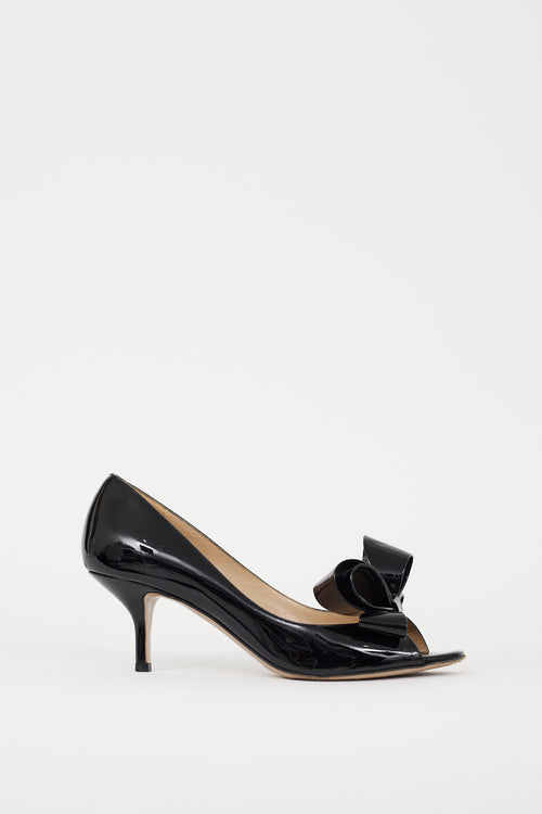 Valentino Black Patent Leather Bow Pump