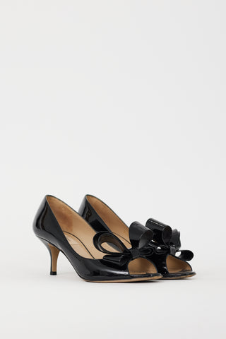 Valentino Black Patent Leather Bow Pump