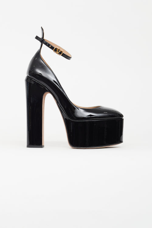 Valentino Black Patent Leather Platform Tan-Go Pump