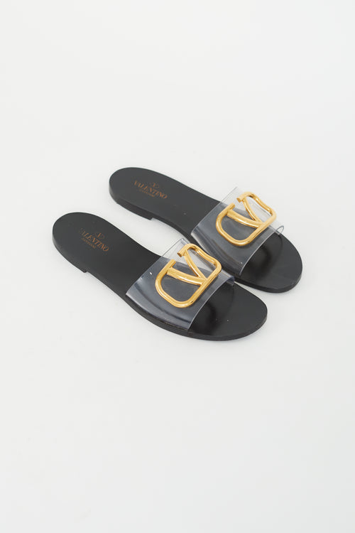 Valentino Black VLogo Signature Slide