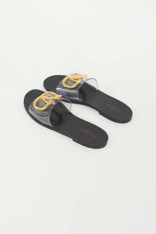 Valentino Black VLogo Signature Slide