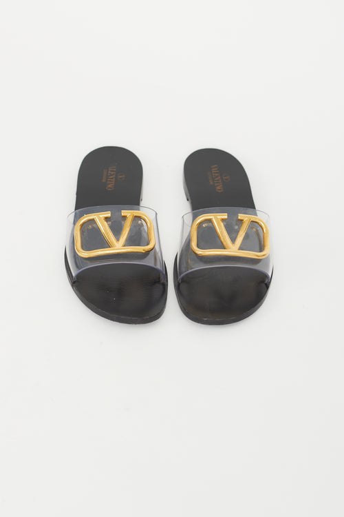 Valentino Black VLogo Signature Slide