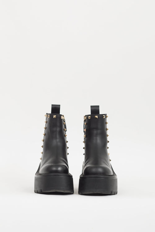 Valentino Black Uniqueform Rockstud 
VLogo Boot