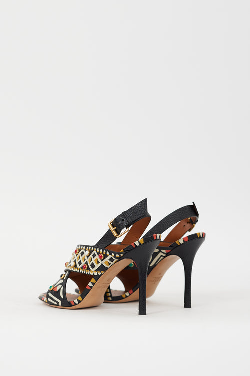 Valentino Black 
Multicolour Leather Painted 
Embellished Heel