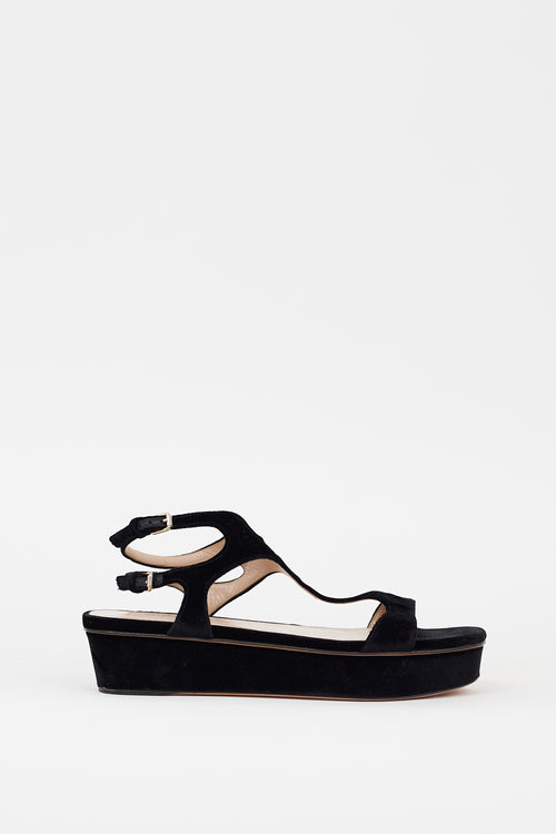 Valentino Black Velvet Flatform Sandal