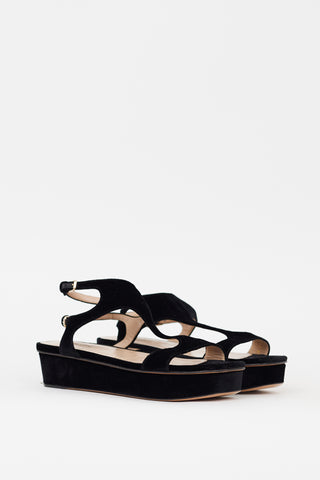 Valentino Black Velvet Flatform Sandal