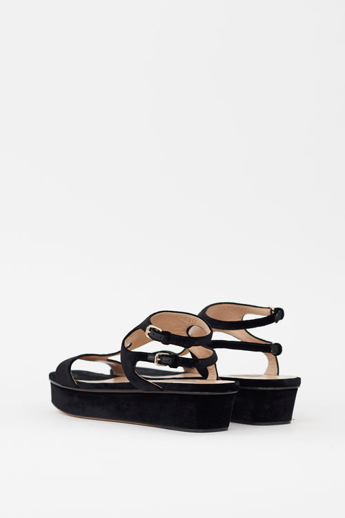 Valentino Black Velvet Flatform Sandal