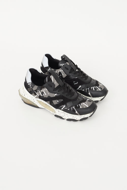 Valentino Black 
White Camo Feather Bounce Sneaker