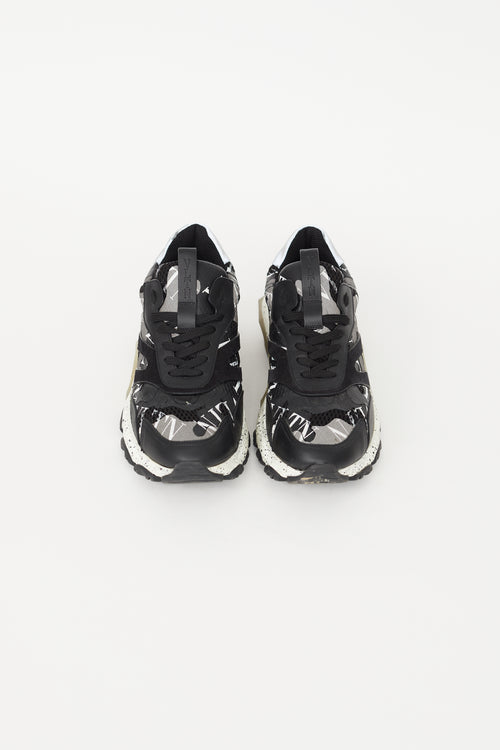 Valentino Black 
White Camo Feather Bounce Sneaker