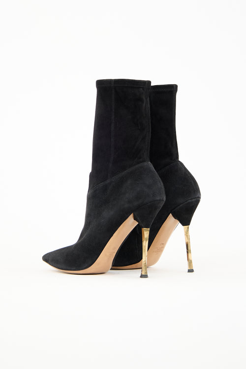 Valentino Black suede Point Toe Boot