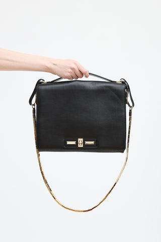 Valentino Black Turnlock Metal Chain Bag