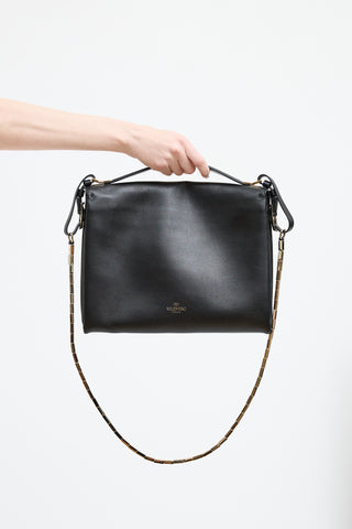 Valentino Black Turnlock Metal Chain Bag