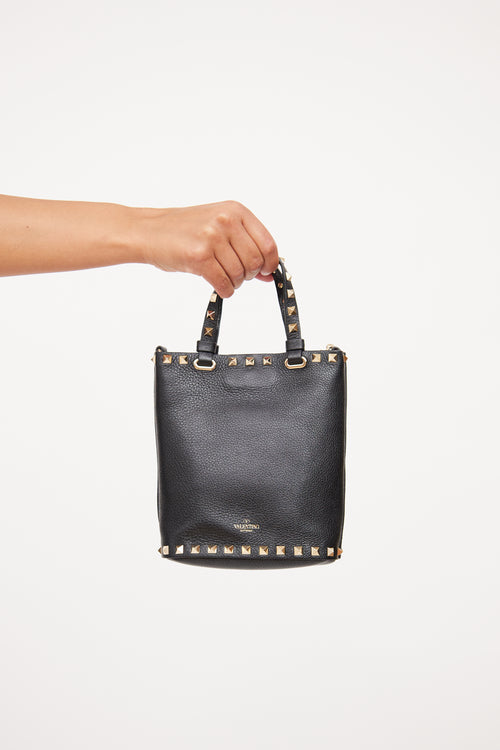 Valentino Black Rockstud Tote Pouch Bag