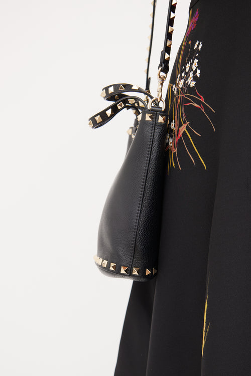 Valentino Black Rockstud Tote Pouch Bag