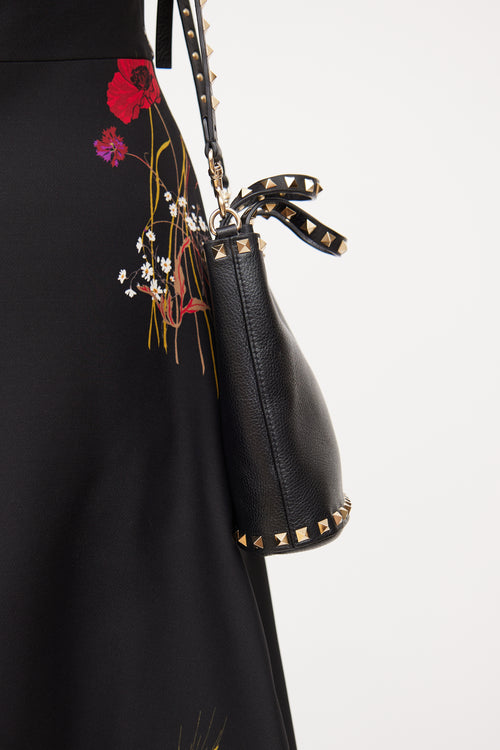 Valentino Black Rockstud Tote Pouch Bag