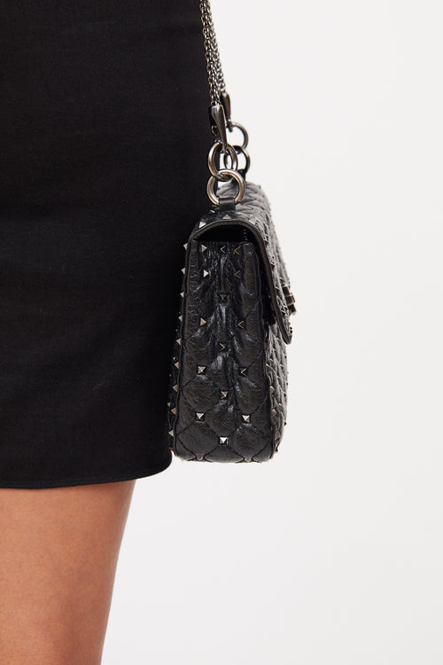 Valentino Black Quilted Rockstud Shoulder Bag