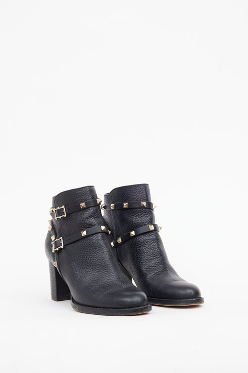 Valentino Black Rockstud Ankle Boot