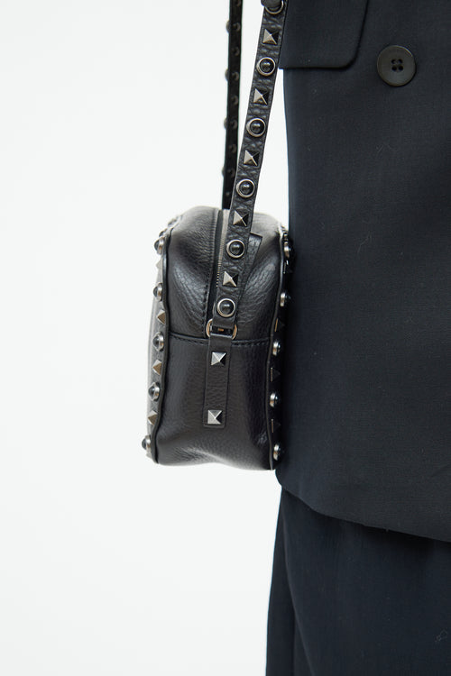 Valentino Black Rockstud Camera Bag