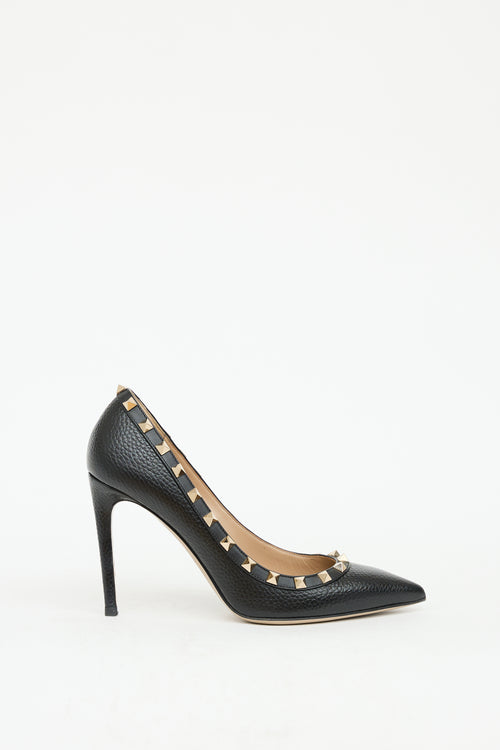 Valentino Black Leather Rockstud 100 Heel