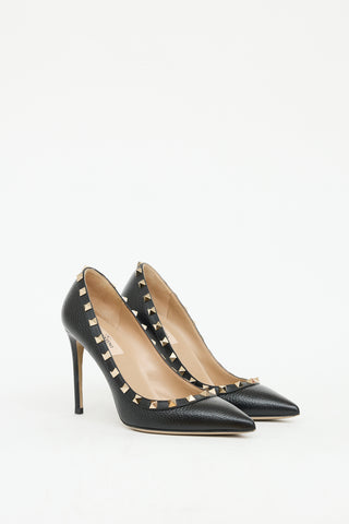 Valentino Black Leather Rockstud 100 Heel