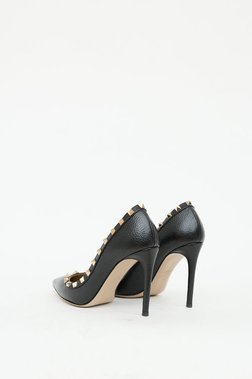 Valentino Black Leather Rockstud 100 Heel