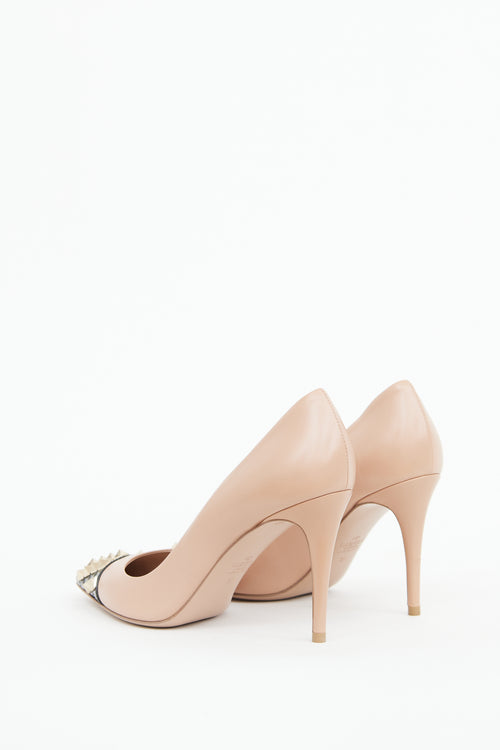 Valentino Beige 
Black Alcove Rockstud Pump