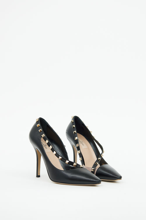 Valentino Black 
Beige Leather Rockstud Pump